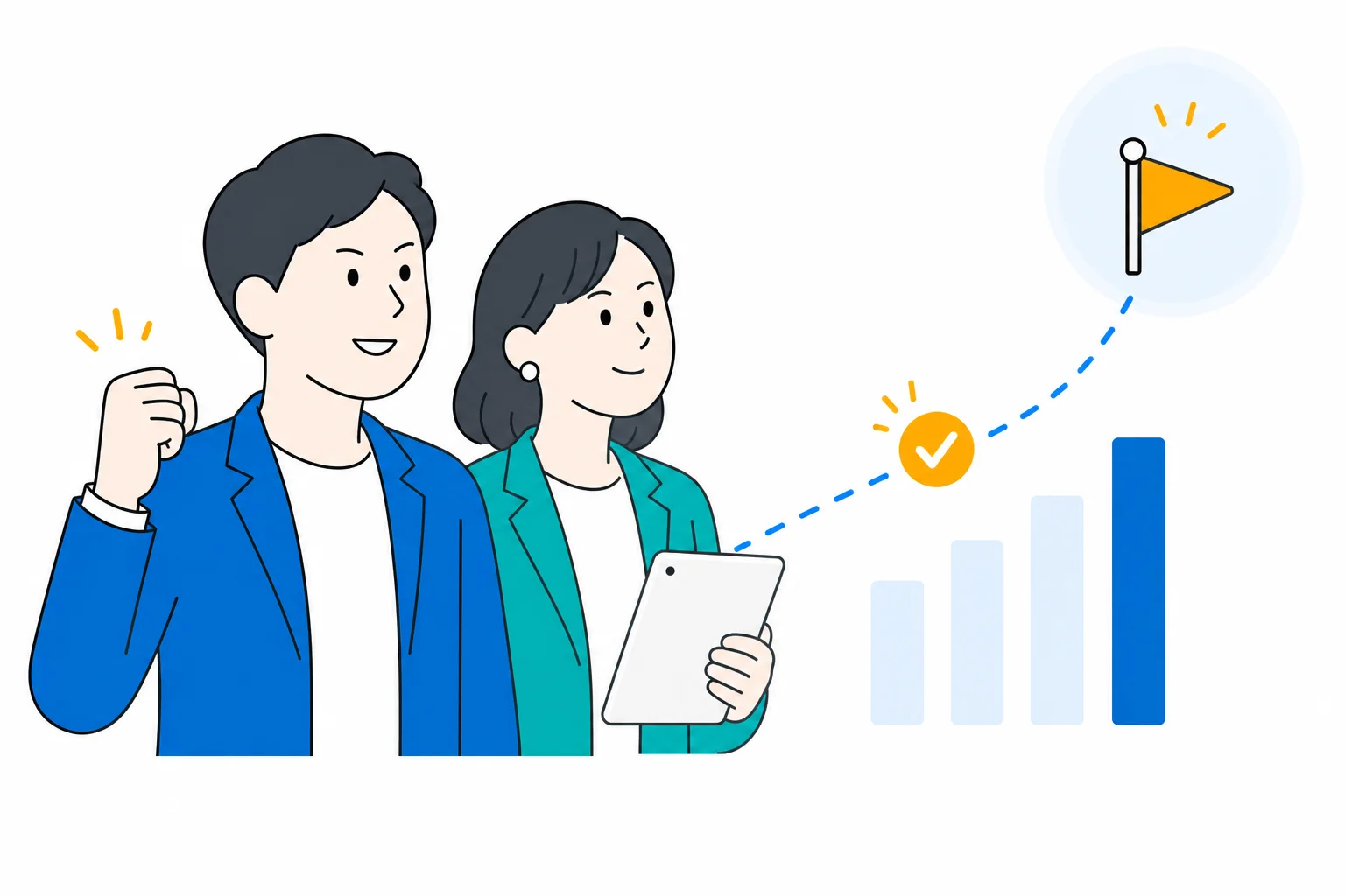 専任担当が伴走サポートしている様子のイラスト