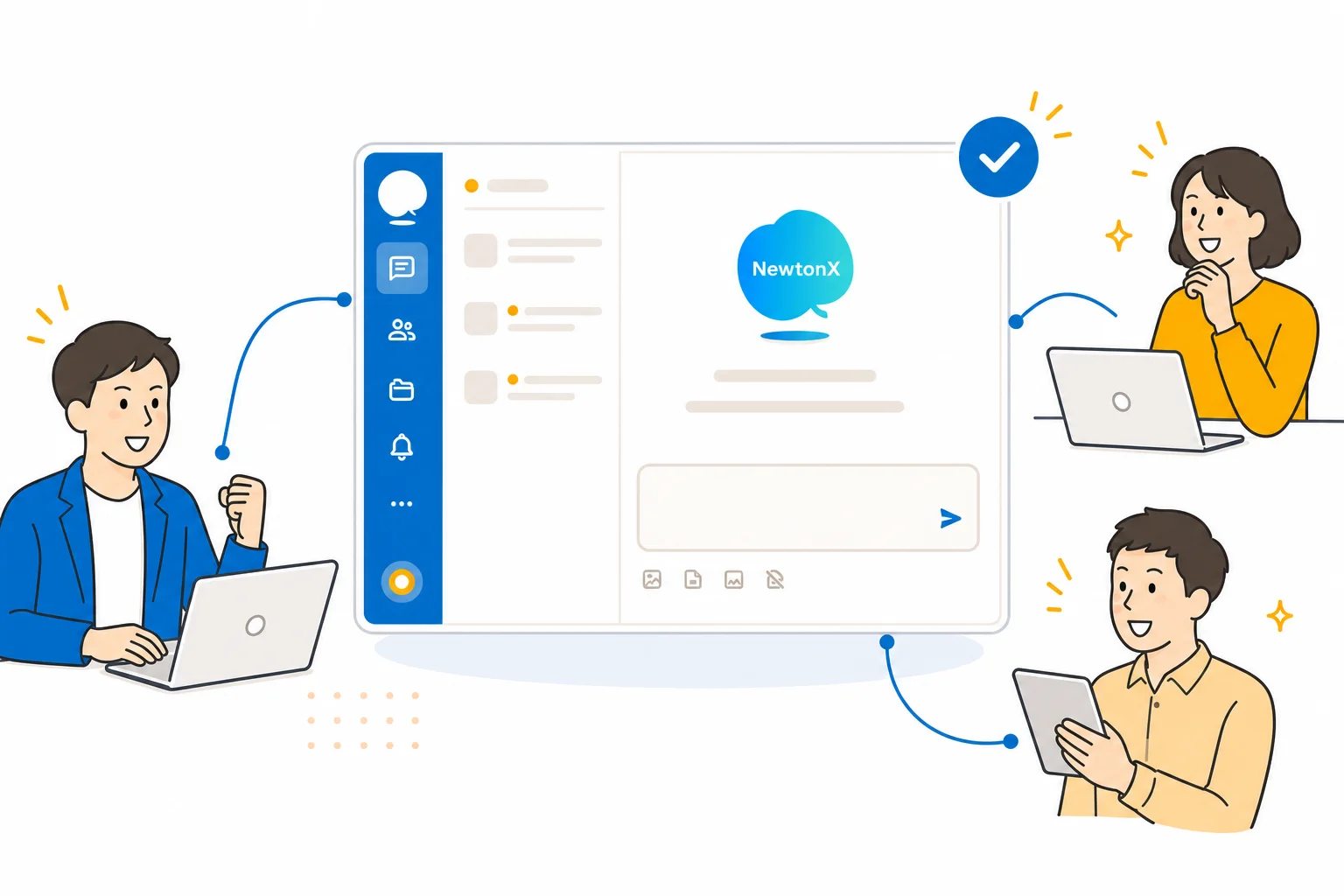 NewtonX で全社に AI が定着し生産性が向上した状況を示すイラスト